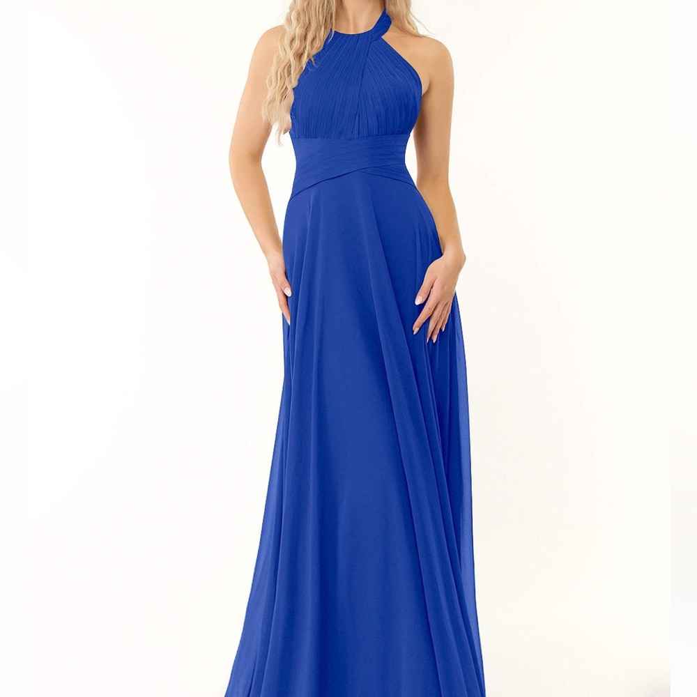 Azazie Royal Blue Halter Maxi Dress